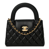 CHANEL Shiny Aged Calfskin Quilted Nano Kelly Shopper Preto