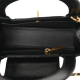 CHANEL Shiny Aged Calfskin Quilted Nano Kelly Shopper Preto