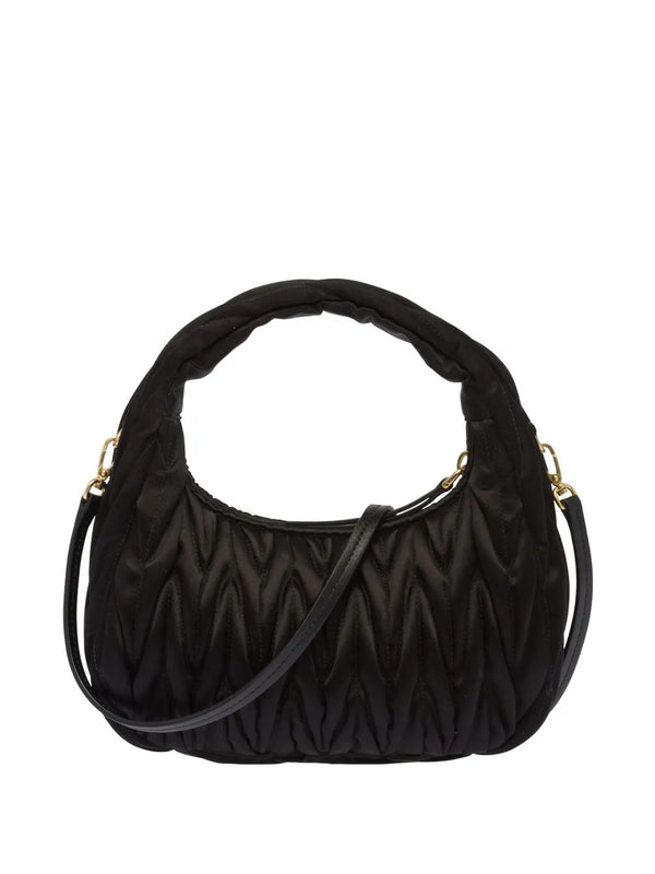 Bolsa Miu Miu Mini Matelassê de Cetim Preto