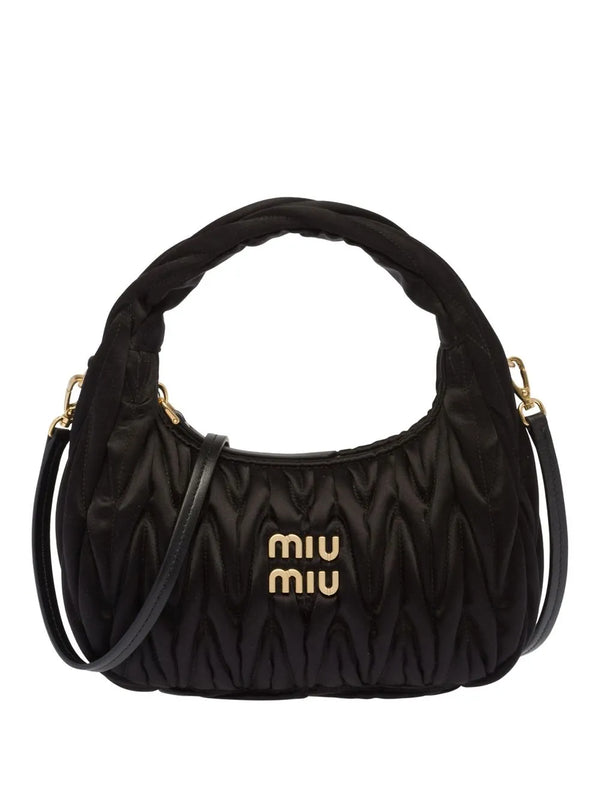 Bolsa Miu Miu Mini Matelassê de Cetim Preto