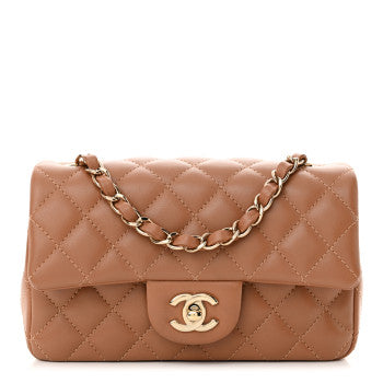 Bolsa Chanel Pele de Cordeiro Quilada Marrom