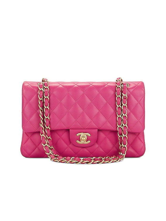 Bolsa Chanel de Pele de Cordeiro Rosa