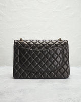 Bolsa Chanel de Lâmina de Borrego XL Maxi Dobro Flap Preto