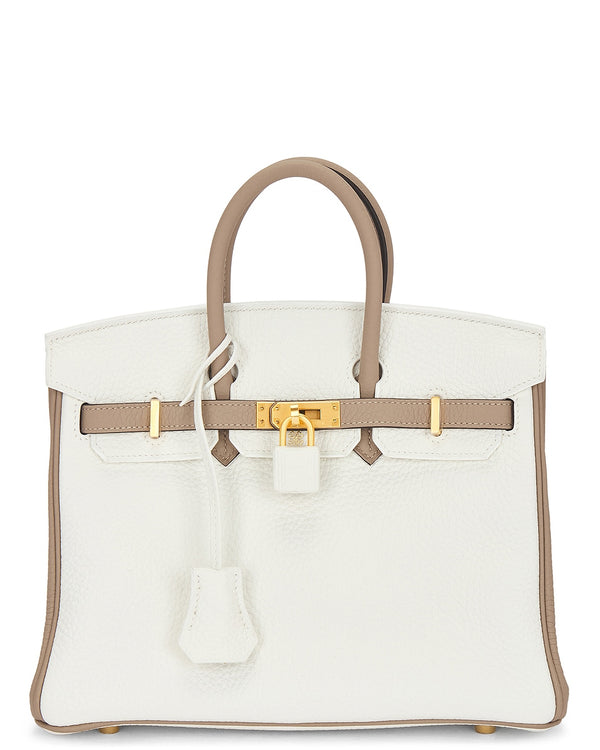 Bolsa Birkin 25 de couro branco