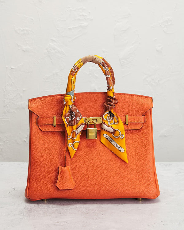 Bolsa Hermes Togo Birkin 25 Laranja