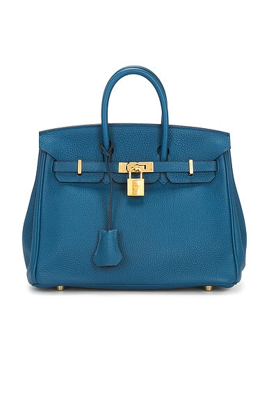Bolsa Hermes Togo Birkin 25 em Bleu Agate