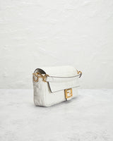 Bolsa de Ombro Fendi Zucca Mama Baguette Branca