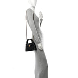 CHANEL Shiny Aged Calfskin Quilted Nano Kelly Shopper Preto