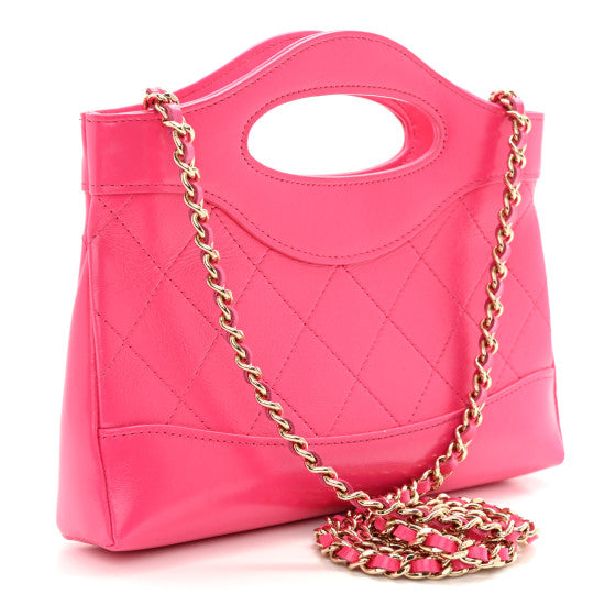 Bolsa de Compras Chanel Rosa Quilting Brilhante